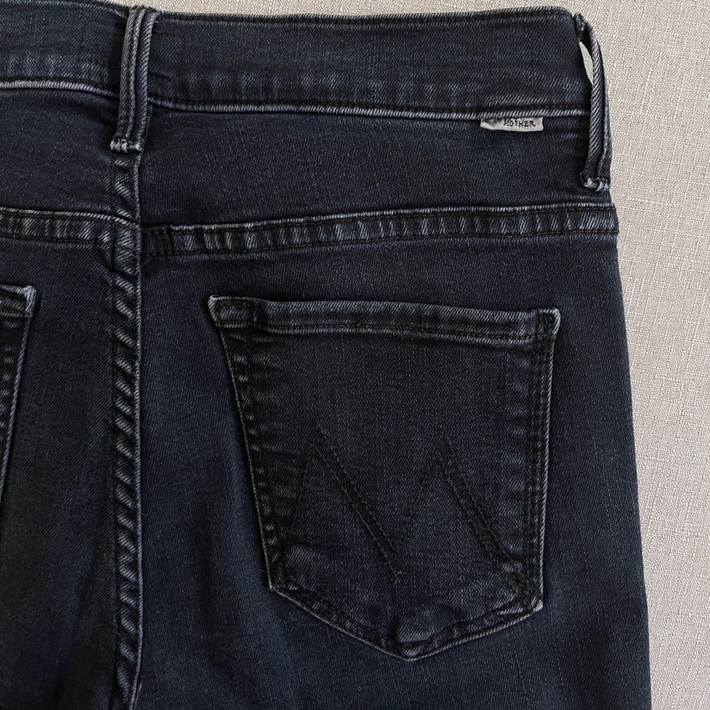 Mother Insider Crop Step Fray Hem Night In Paris Jeans Women 26 Black High Rise - Picture 16 of 16
